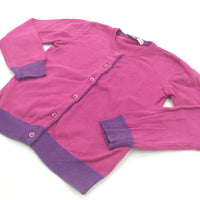 Pink & Purple Lightweight Knitted Cardigan - Girls 5-6 Years