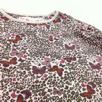 Butterflies & Flowers Pink & Black Cropped T-Shirt - Girls 4-5 Years