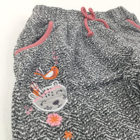 Bird & Bear Appliqued Pink, Black & White Mottled Polyester Trousers - Girls 5-6 Years