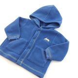 Car Motif Blue Lightweight Fleece Jacket with Hood - Boys 3-6 Months