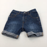 Mid Blue Denim Shorts with Adjustable Waistband - Boys 18-24 Months