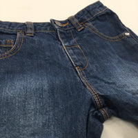 Mid Blue Denim Shorts with Adjustable Waistband - Boys 18-24 Months