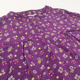 Flowers Purple Cotton Blouse - Girls 6 Years