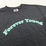 'Forever Young' Charcaol Grey Long Sleeve Top - Girls 5-6 Years