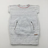 Mottled Cream, Grey & Red Knitted Sleeveless Jumper - Girls 5-6 Years