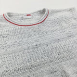 Mottled Cream, Grey & Red Knitted Sleeveless Jumper - Girls 5-6 Years