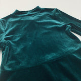 Bottle Green Velour Dress - Girls 6 Years