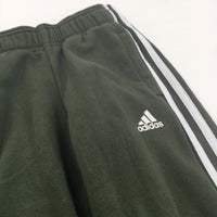 'Adidas' Olive Green & White Tracksuit Bottoms - Boys 6-7 Years