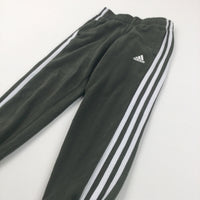 'Adidas' Olive Green & White Tracksuit Bottoms - Boys 6-7 Years