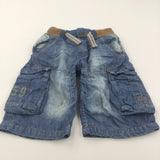 Mid Blue Denim Cargo Shorts - Boys 7 Years