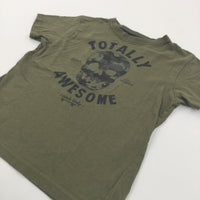 'Totally Awesome' Olive Green T-Shirt - Boys 6-7 Years