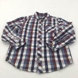 Burgundy, Navy & Cream Checked Cotton Shirt - Boys 6-7 Years