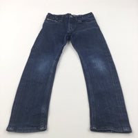 Dark Blue Denim Jeans with Adjustable Waistband - Boys 6-7 Years