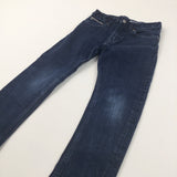 Dark Blue Denim Jeans with Adjustable Waistband - Boys 6-7 Years