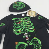 **NEW** Skeleton & Ghouls Green & Black Costume with Matching Hat - Boys/Girls 6-9 Months - Halloween