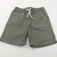 Olive Green Cotton Twill Shorts - Boys 6-7 Years