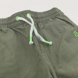 Olive Green Cotton Twill Shorts - Boys 6-7 Years