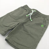 Olive Green Cotton Twill Shorts - Boys 6-7 Years