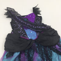 **NEW** 'Halloween Princess' Sparkly Blue Purple & Black Dress with Matching Tiara - Girls 3-4 Years - Halloween