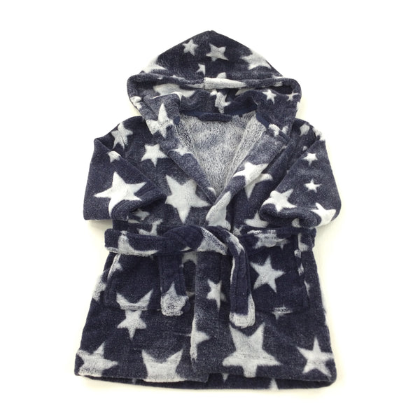 Stars Navy Dressing Gown - Boys 9-12 Months