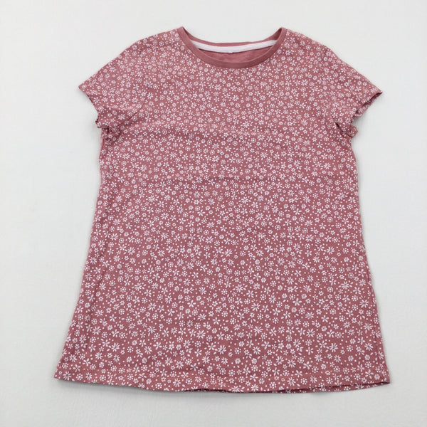 Flowers Pink & White T-Shirt - Girls 8-9 Years