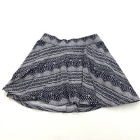 Patterned Navy & White Jersey Skirt - Girls 11-12 Years