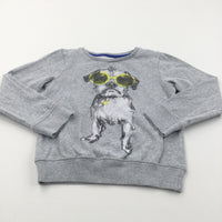 Dog In Glasses Grey Sweatshirt - Boys 7 Years