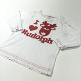 'I Love Rudolph' Heart White & Red Long Sleeve Top -  Girls 6-9 Months - Christmas
