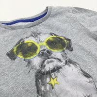 Dog In Glasses Grey Sweatshirt - Boys 7 Years