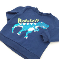 'Roarsome' Sequin Flip Dinosaur Blue Sweatshirt - Boys 12-18 Months