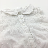 Raised Dots White Cotton Dress - Girls 3-6 Months