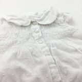 Raised Dots White Cotton Dress - Girls 3-6 Months