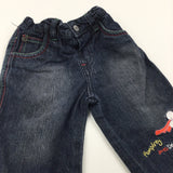 'Humphrey Saves The Day' Humphrey's Corner Embroidered Dark Blue Denim Jeans  - Boys 0-3 Months