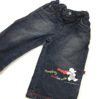 'Humphrey Saves The Day' Humphrey's Corner Embroidered Dark Blue Denim Jeans  - Boys 0-3 Months