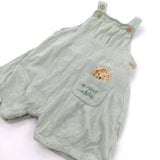 'A-Roar-Able' Tiger Appliqued Pale Green Cotton Short Dungarees - Boys 12-18 Months