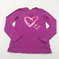 'Only The Brace' Heart Dark Pink Long Sleeve Top - Girls 6-7 Years