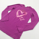 'Only The Brace' Heart Dark Pink Long Sleeve Top - Girls 6-7 Years