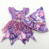 **NEW** Moon & Stars Purple & Pink Dress with Matching Witch Hat - Girls 6-9 Months- Halloween