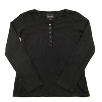 Black Cotton Long Sleeve Top - Girls 8-9 Years