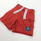 Seagull Badge Red Jersey Shorts - Boys 6-9 Months