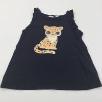 Leopard Cub Black Sleeveless T-Shirt - Girls 6-8 Years