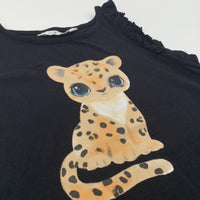 Leopard Cub Black Sleeveless T-Shirt - Girls 6-8 Years