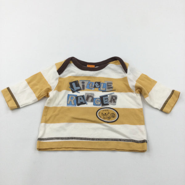 'Little Ranger' Mustard Yellow & Cream Striped Long Sleeve Top - Boys 0-3 Months