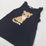 Leopard Cub Black Sleeveless T-Shirt - Girls 6-8 Years