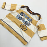 'Little Ranger' Mustard Yellow & Cream Striped Long Sleeve Top - Boys 0-3 Months