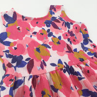 Colourful Flowers Polyester Sun Dress - Girls 6-7 Years