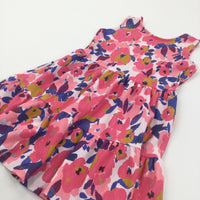 Colourful Flowers Polyester Sun Dress - Girls 6-7 Years