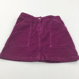 Mauve Corduroy Skirt with Adjustable Waistband - Girls 7 Years