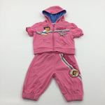'Dora' Glittery Dora The Explorer Pink Short Sleeve Hoodie Tracksuit Set - Girls 12-18 Months