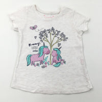 'Mummy's Little Cutie' Unicorns Cream T-Shirt - Girls 3-4 Years